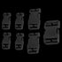 The Condor Buckle Repair Kit features six black plastic side-release buckles in assorted sizes, perfect for EDC or military gear, displayed on a white background.